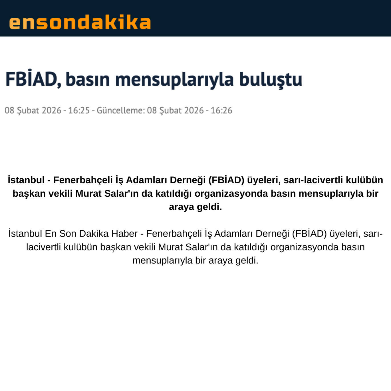 FBİAD Basın Mensuplarıyla Buluştu