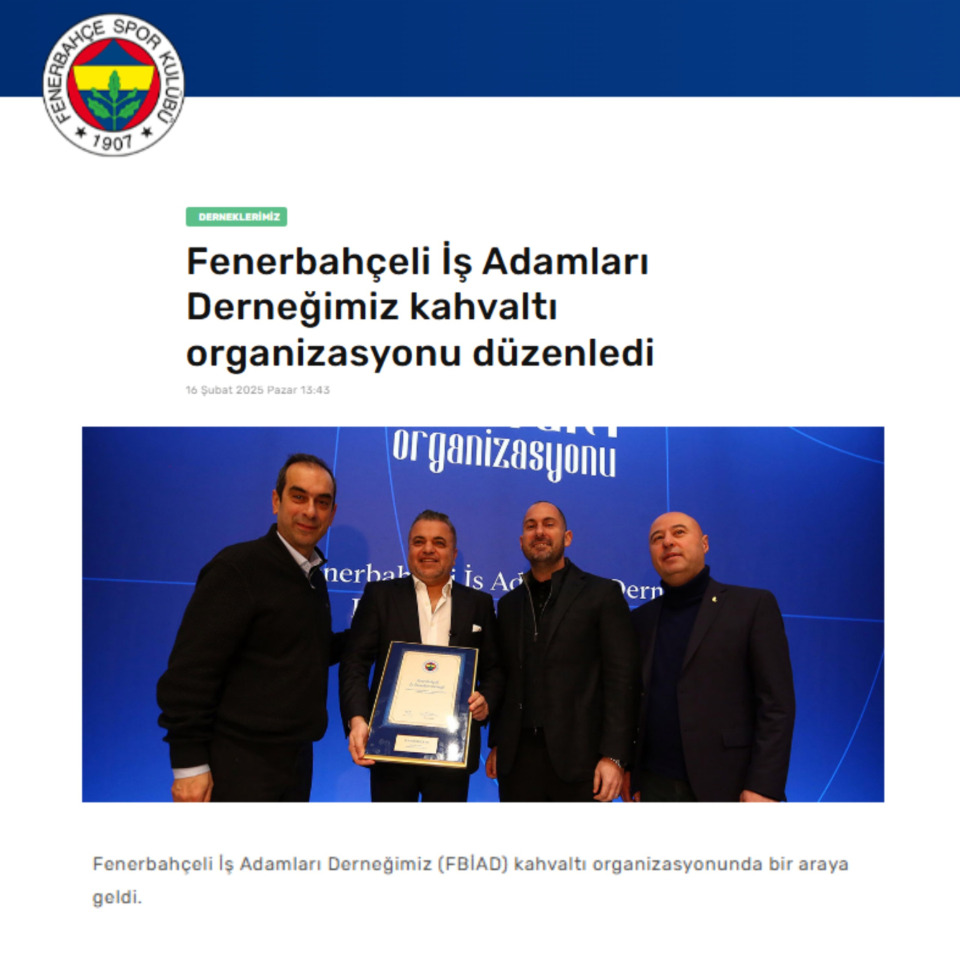Fenerbahçeli İş Adamları Derneğimiz Kahvaltı Organizasyonu Düzenledi