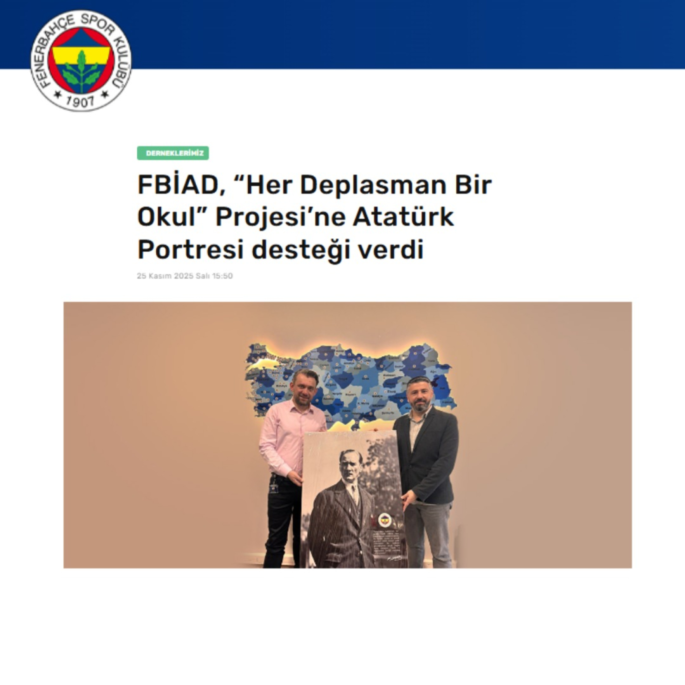 Her Deplasman Bir Okul” Projesi’ne Atatürk Portresi ile Destek Olduk!
