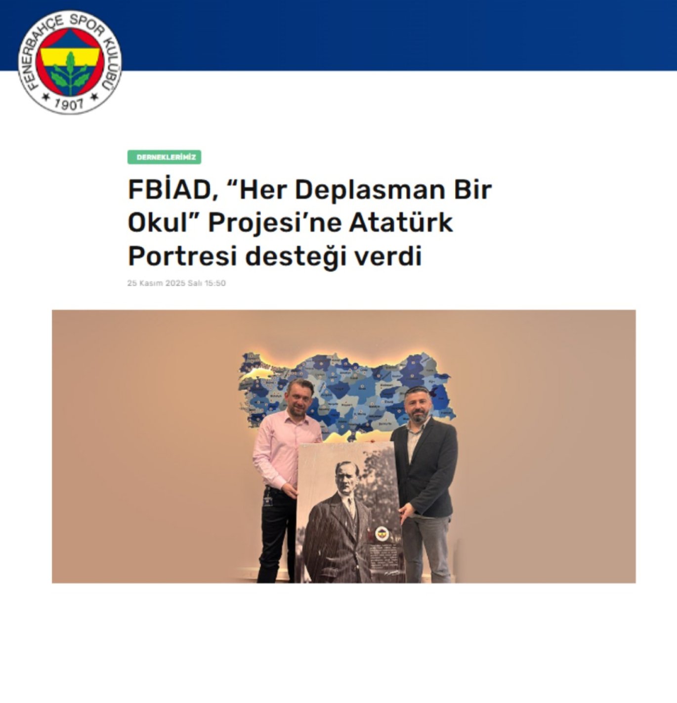 Her Deplasman Bir Okul” Projesi’ne Atatürk Portresi ile Destek Olduk!