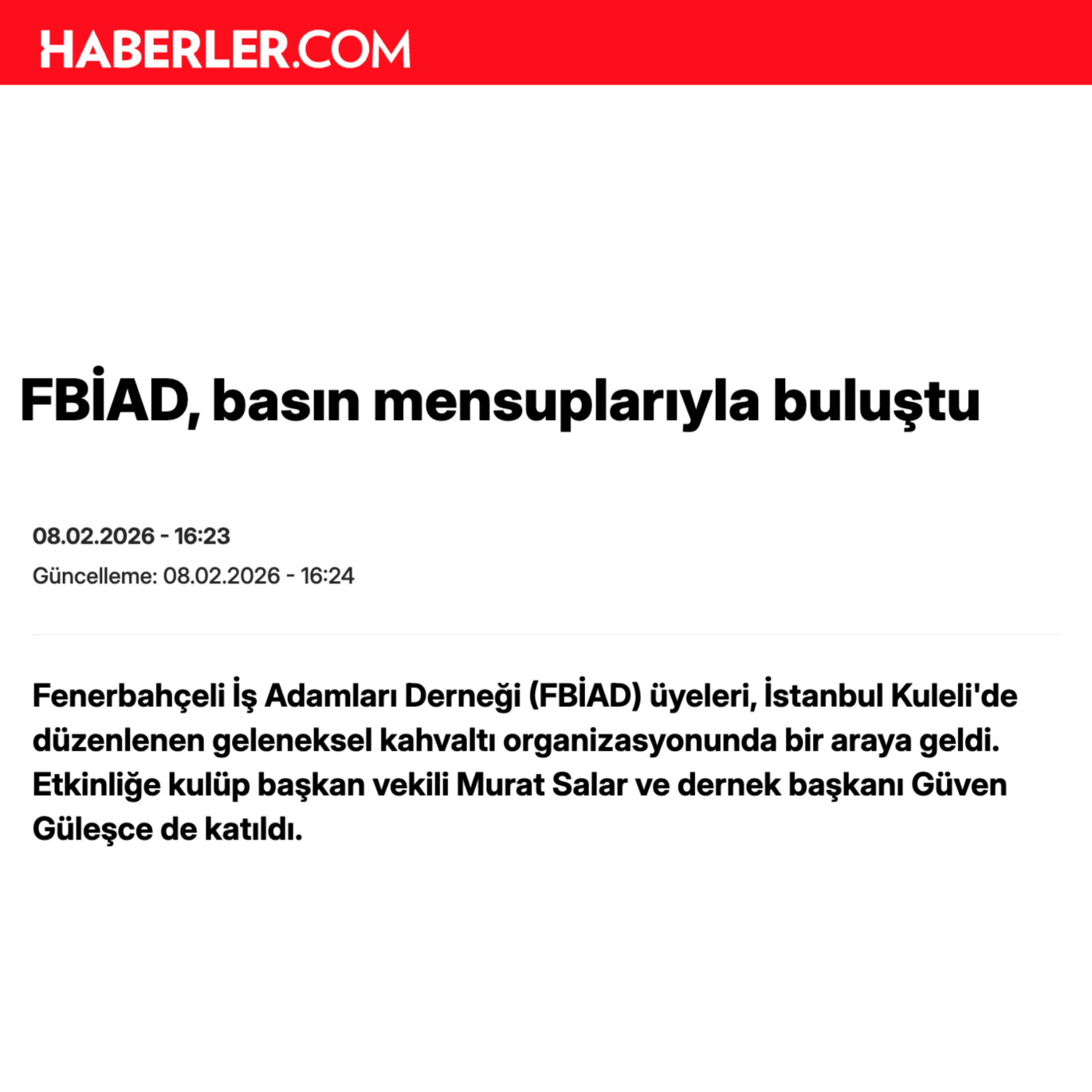 FBİAD, Basın Mensuplarıyla Buluştu!