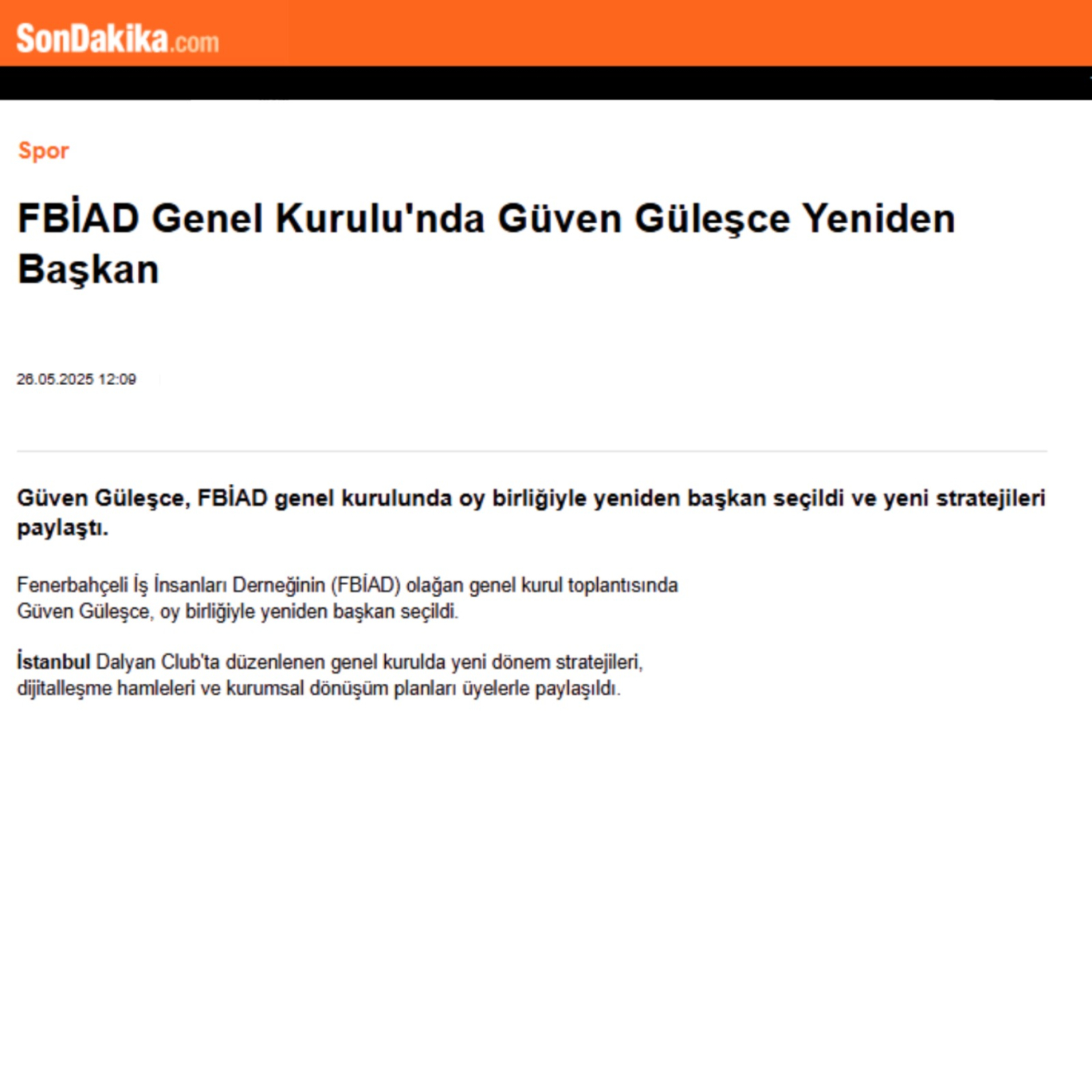 FBİAD Genel Kurulu'nda Güven Güleşce Yeniden Başkan