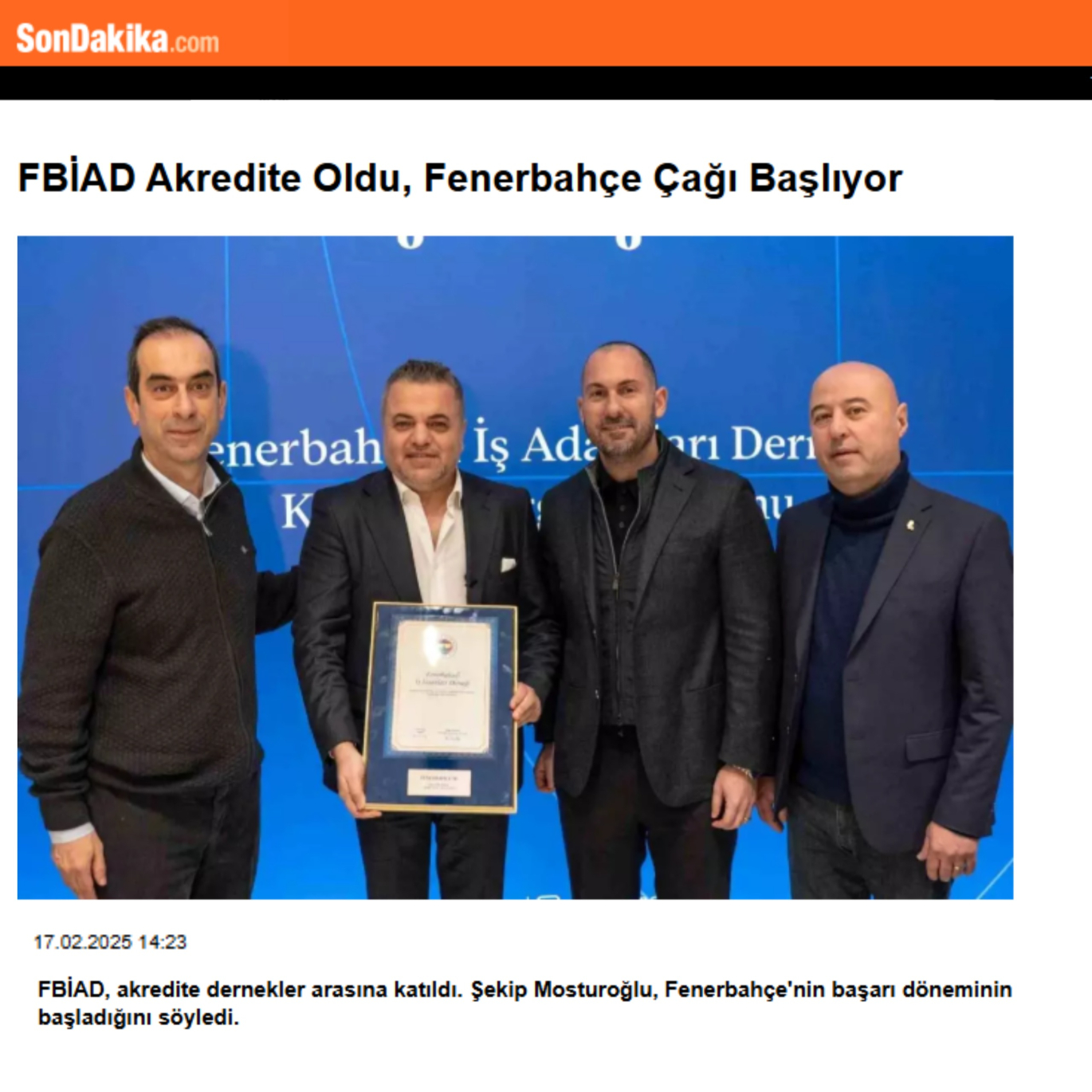 FBİAD Akredite Oldu, Fenerbahçe Çağı Başlıyor