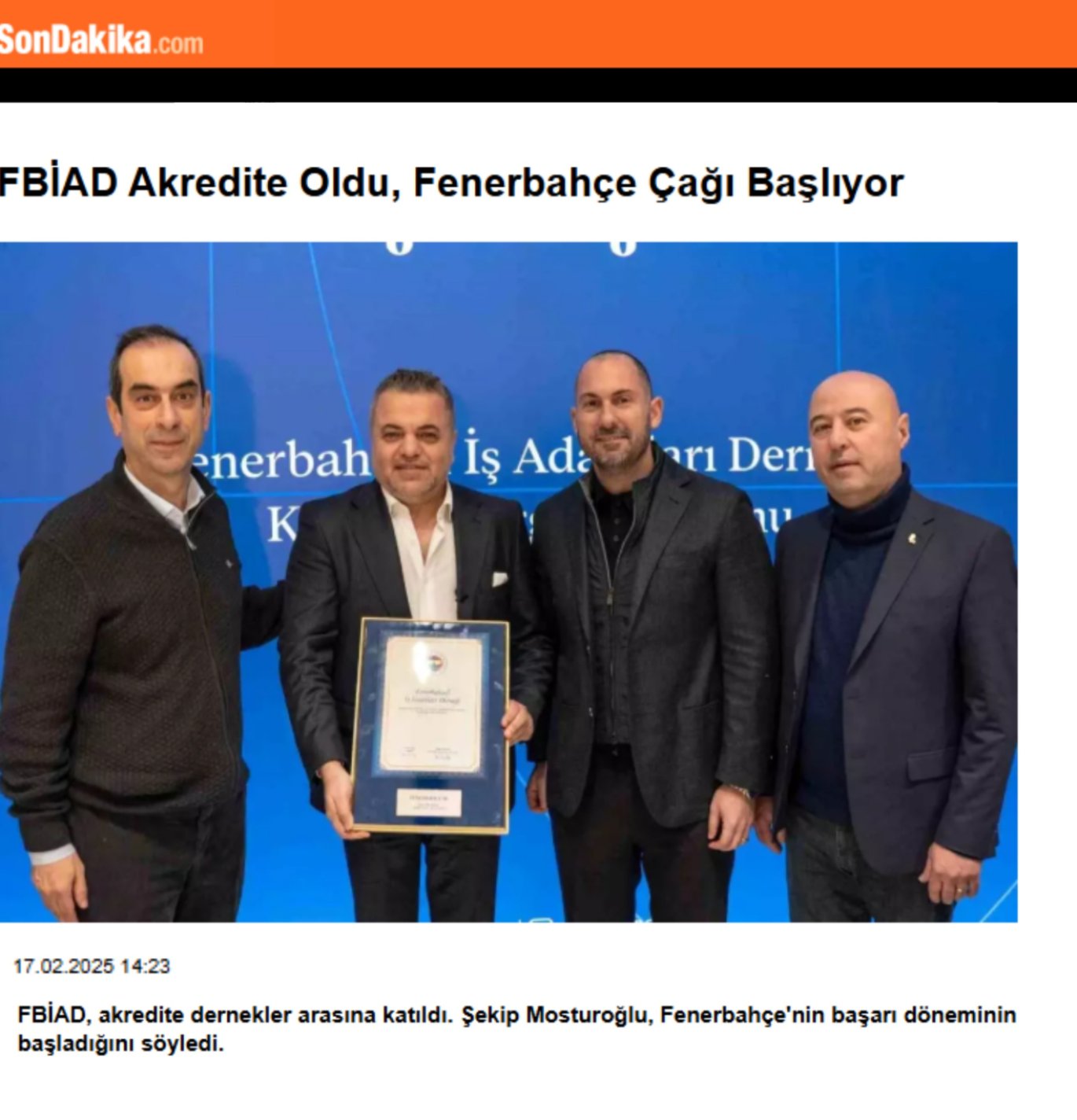 FBİAD Akredite Oldu, Fenerbahçe Çağı Başlıyor