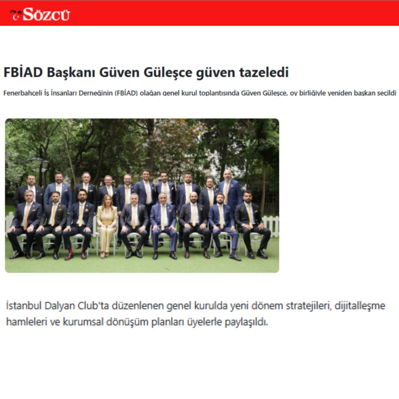 FBİAD Başkanı Güven Güleşce Güven Tazeledi