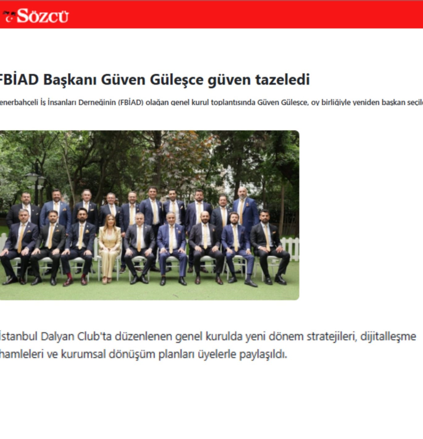 FBİAD Başkanı Güven Güleşce Güven Tazeledi